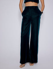 Green Velvet Straight Leg Trousers