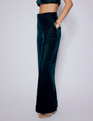 Green Velvet Straight Leg Trousers