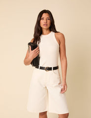 White Denim A-Line Bermuda Shorts