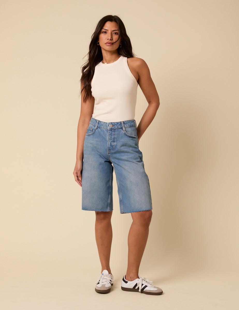 Blue Denim Relaxed Bermuda Denim Shorts