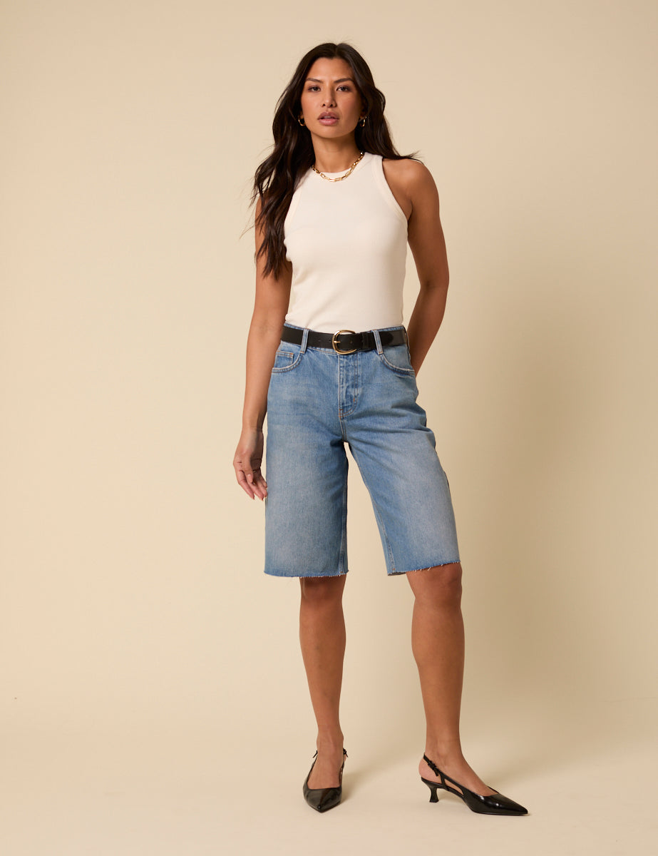 Blue Denim Relaxed Bermuda Denim Shorts