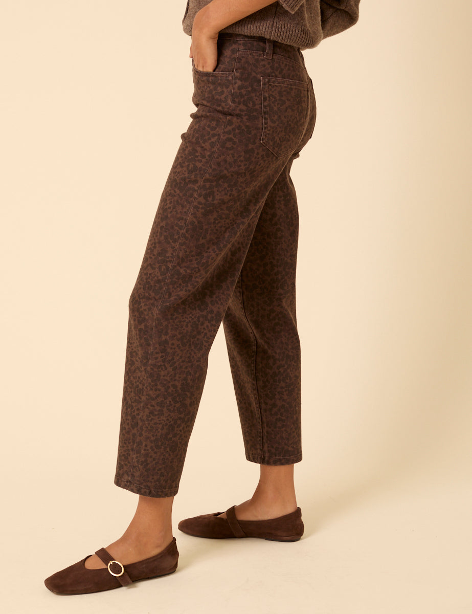 Leopard Print Mid Rise Camden Tapered Jeans