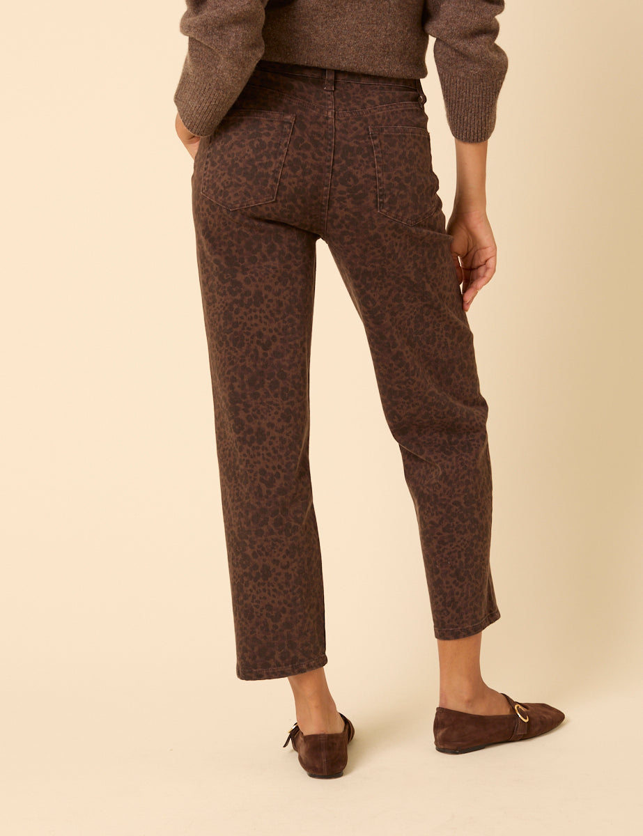 Leopard Print Mid Rise Camden Tapered Jeans