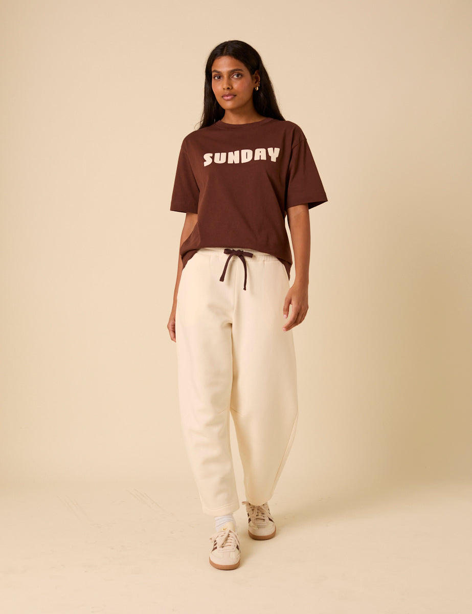 Cream Barrel Leg Joggers