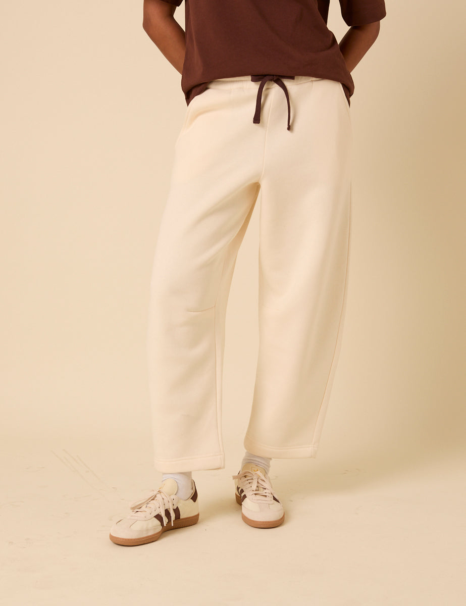 Cream Barrel Leg Joggers