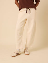 Cream Barrel Leg Joggers