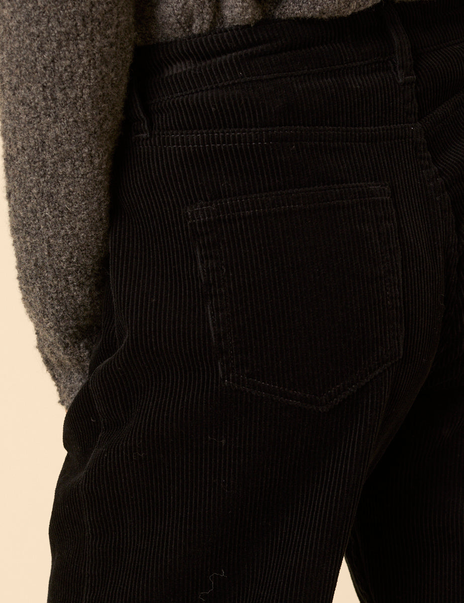 Black Cord Putney Barrel Leg Jeans