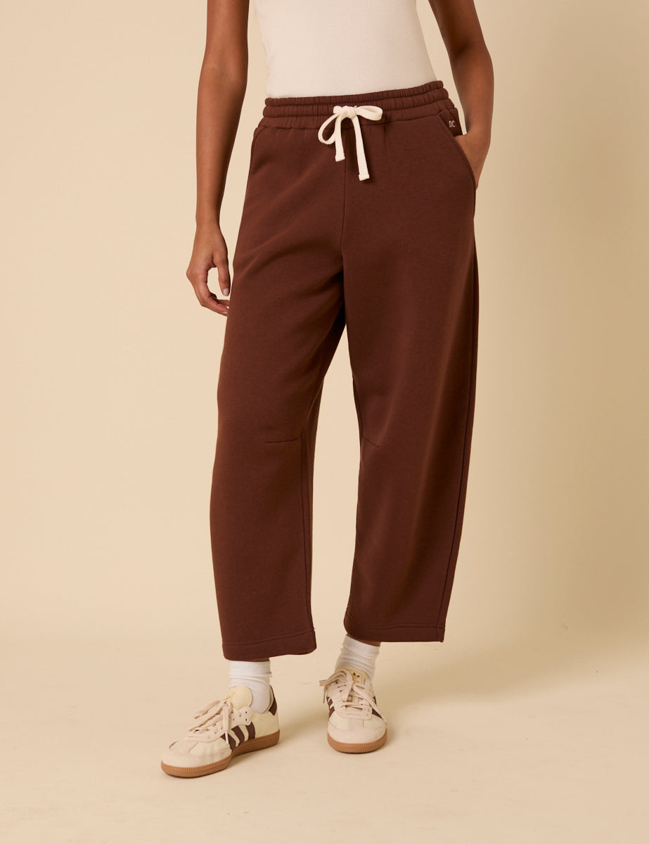 Brown Barrel Leg Joggers