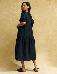 Black Rochelle Smock Midi Dress
