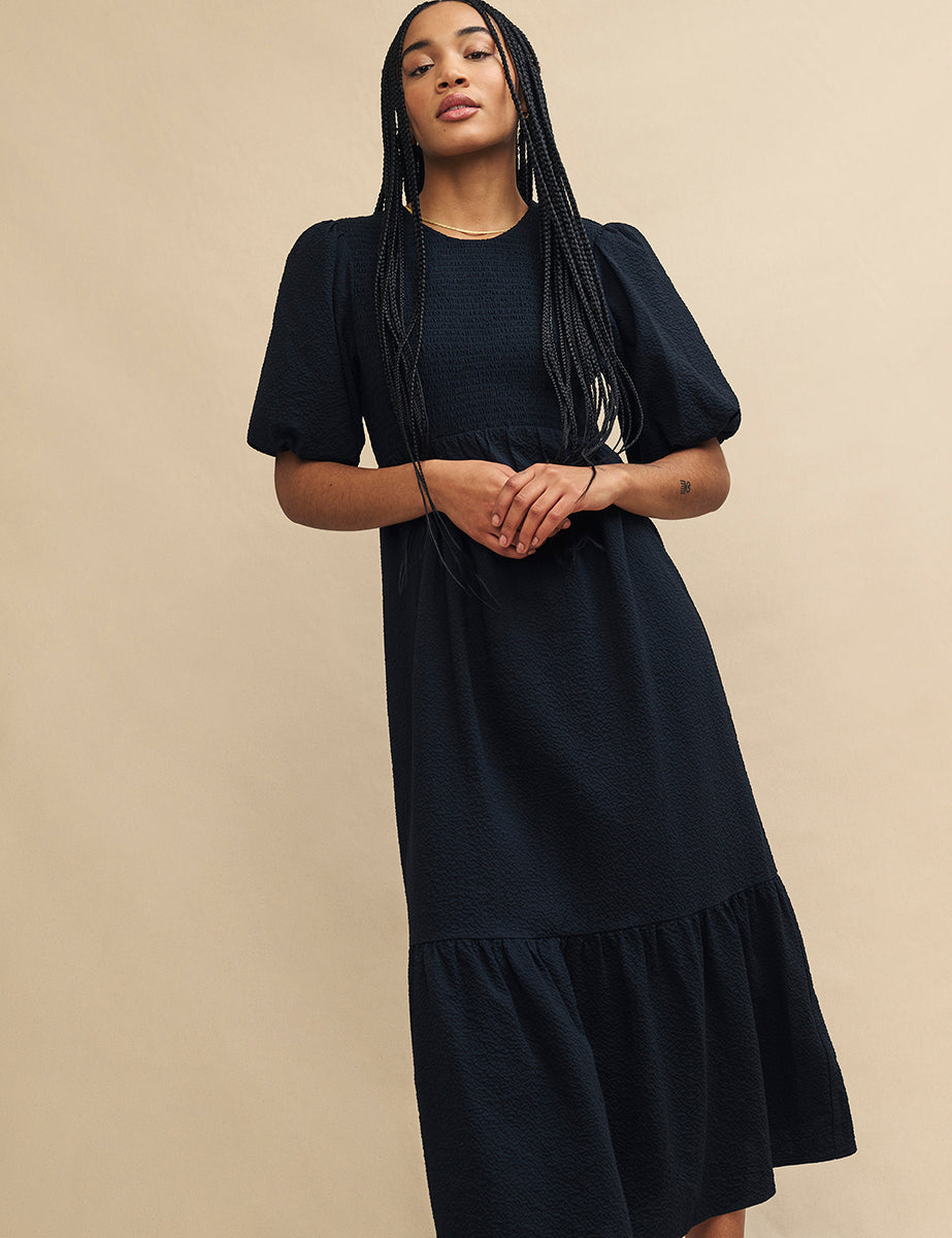 Black Smock Kelsie Midi Dress