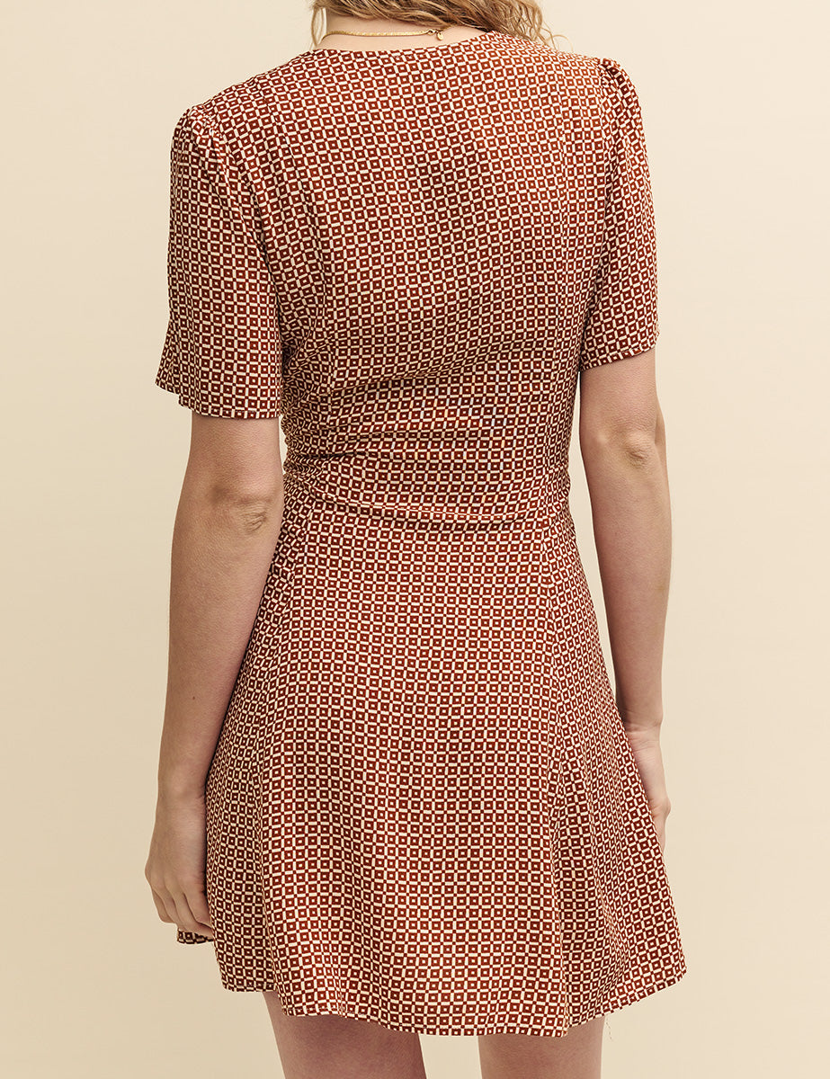 Brown Geometric Ellen Mini Dress