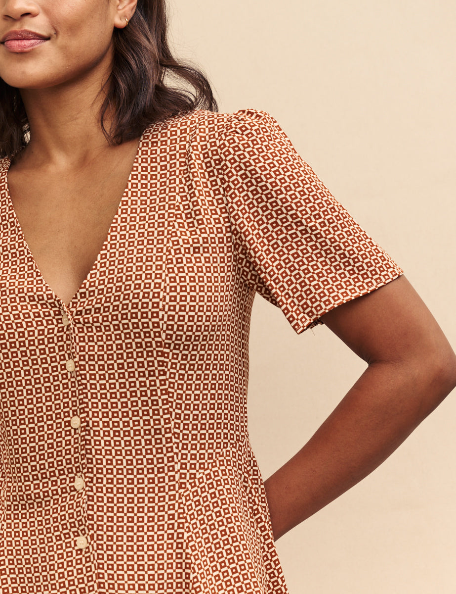 Brown Geometric Ellen Mini Dress