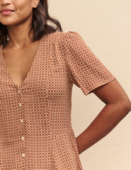 Brown Geometric Ellen Mini Dress