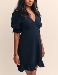 Black V-Neck Delilah Mini Dress