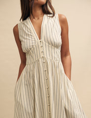 Fearne Cotton Cream Stripe Sleeveless Starlight Midi Dress