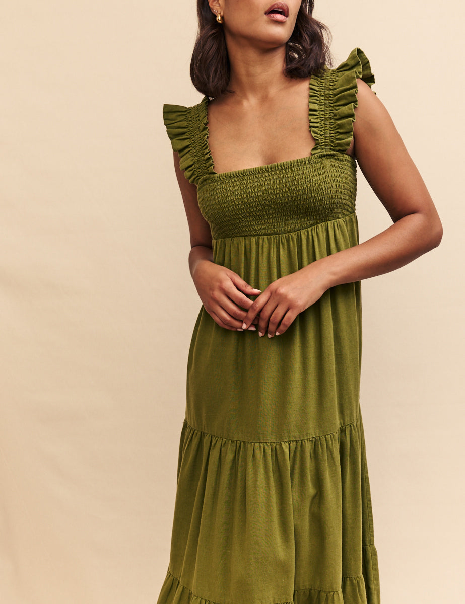 Petite Khaki Green Maya Maxi Dress