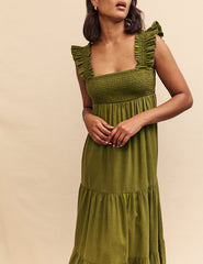 Khaki Green Maya Maxi Dress