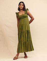 Khaki Green Maya Maxi Dress