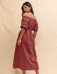 Brown Gingham Lanie Midaxi Dress