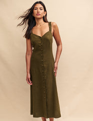 Khaki Green Gill Midi Dress