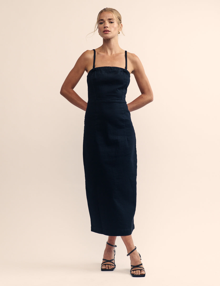 Black Bandeau Hampton Midi Dress
