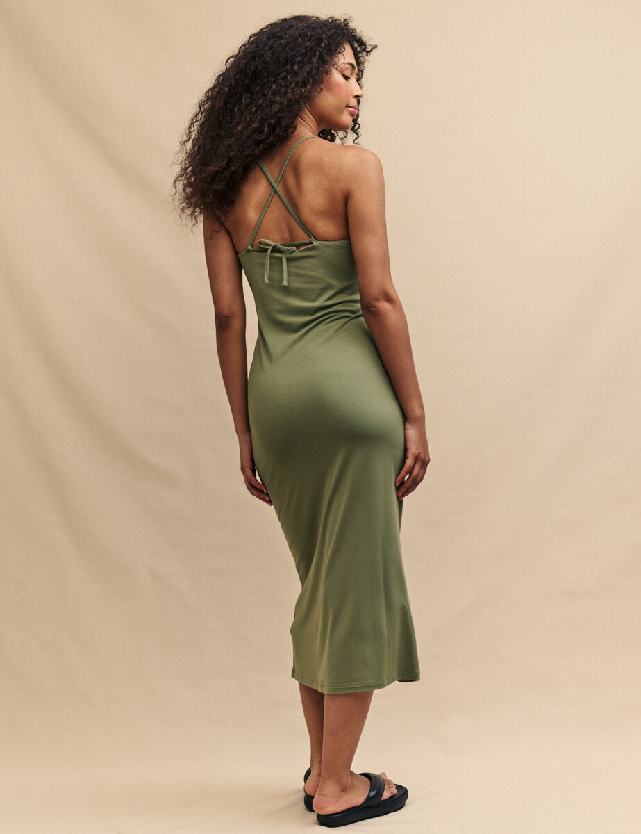 Green Tie Back Coulmn Dress
