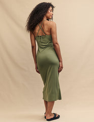Green Tie Back Coulmn Dress