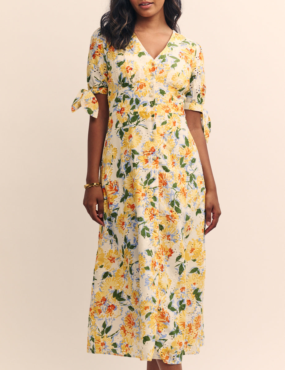 Yellow Floral Alexis Midi Dress