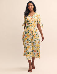 Yellow Floral Alexis Midi Dress