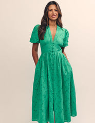 Green Broderie Starlight Midi Dress