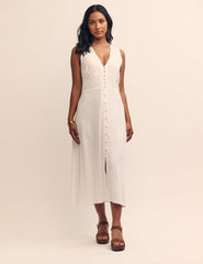 White Button Down Sandra Midi Dress