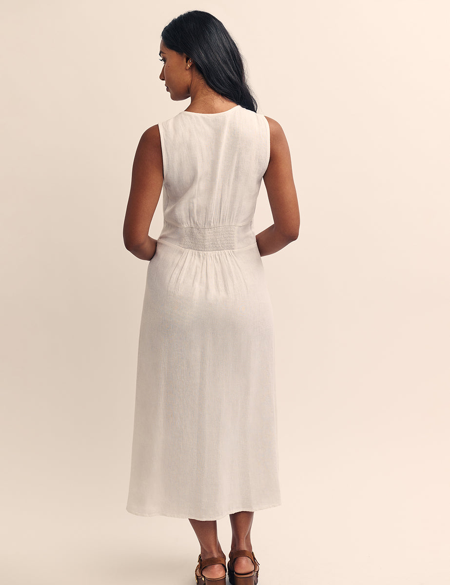 White Button Down Sandra Midi Dress