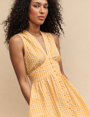 Petite Yellow Gingham Sleeveless Starlight Mini Dress