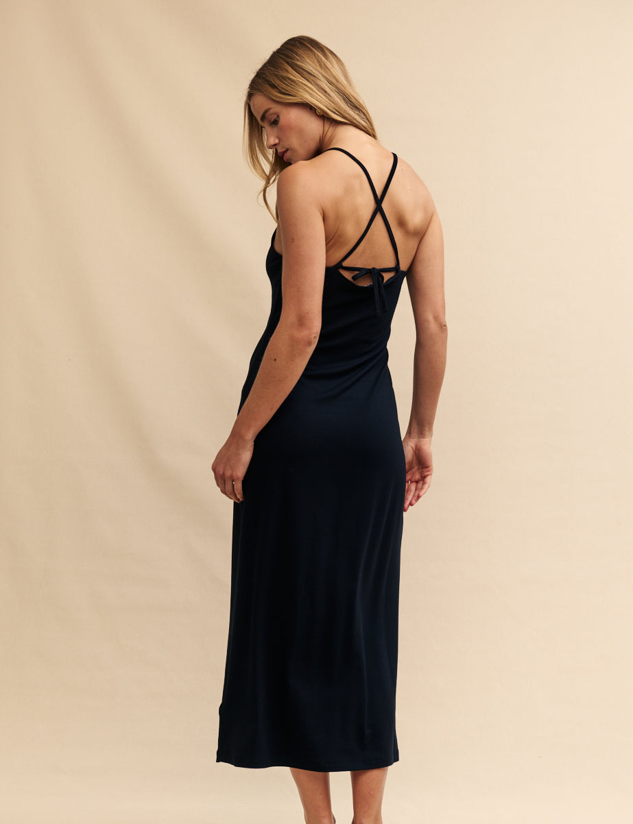 Black Tie Back Strappy Dress