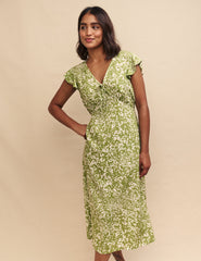 Green Printed Lily Midi Dress