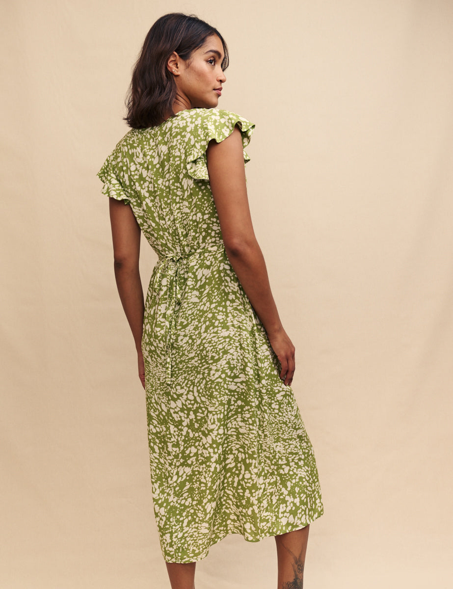 Green Printed Lily Midi Dress
