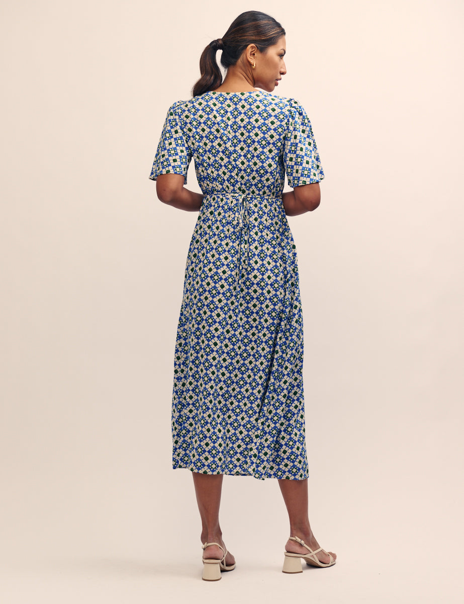 Blue Geometric Dee Dee Midi Dress