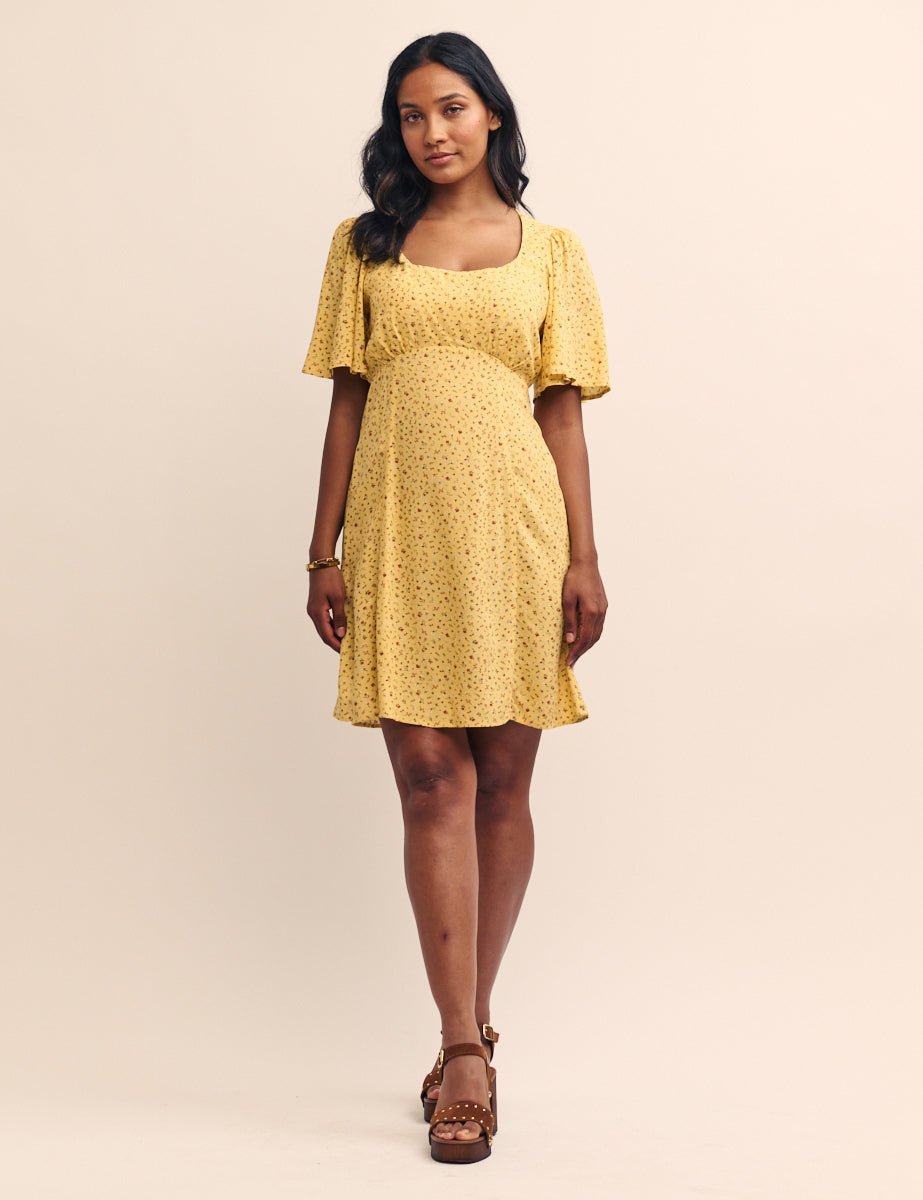 Yellow Floral Dee Dee Mini Dress