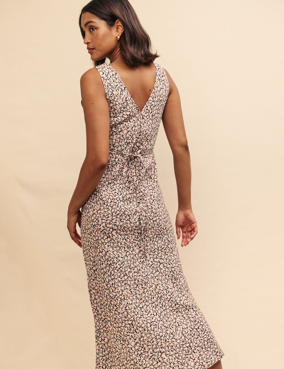 Pink Floral Helena Midi Slip Dress