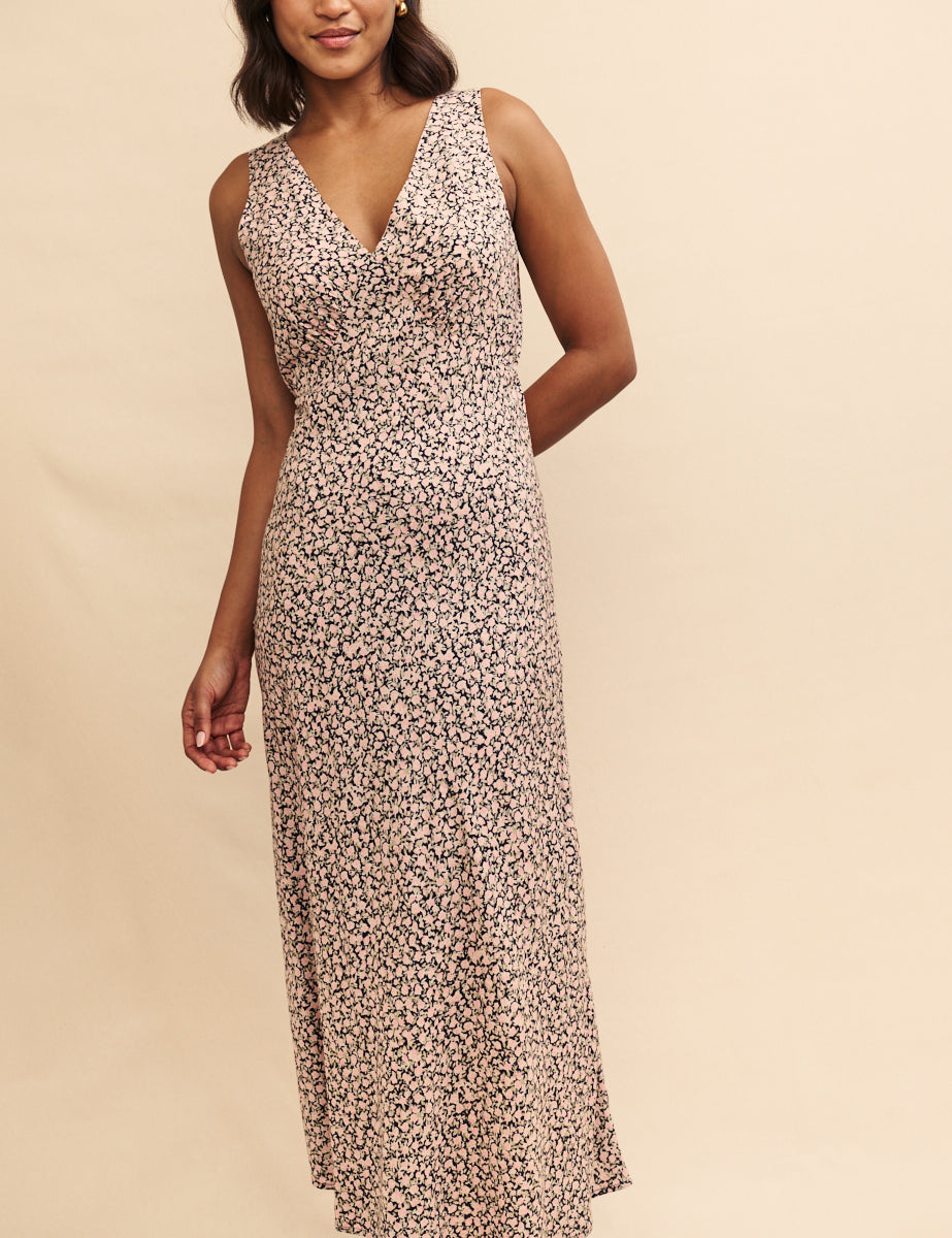 Pink Floral Helena Midi Slip Dress
