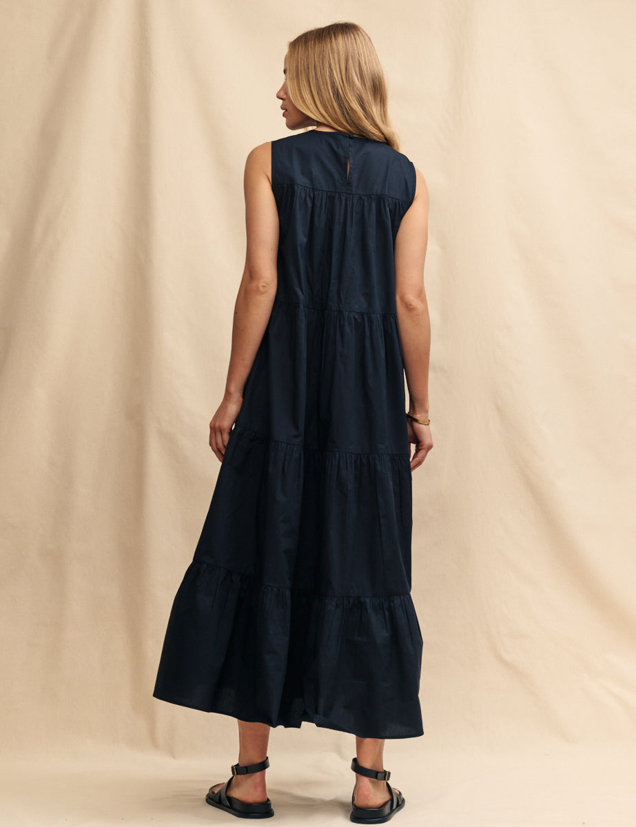 Black Tiered Rosalind Midi Dress