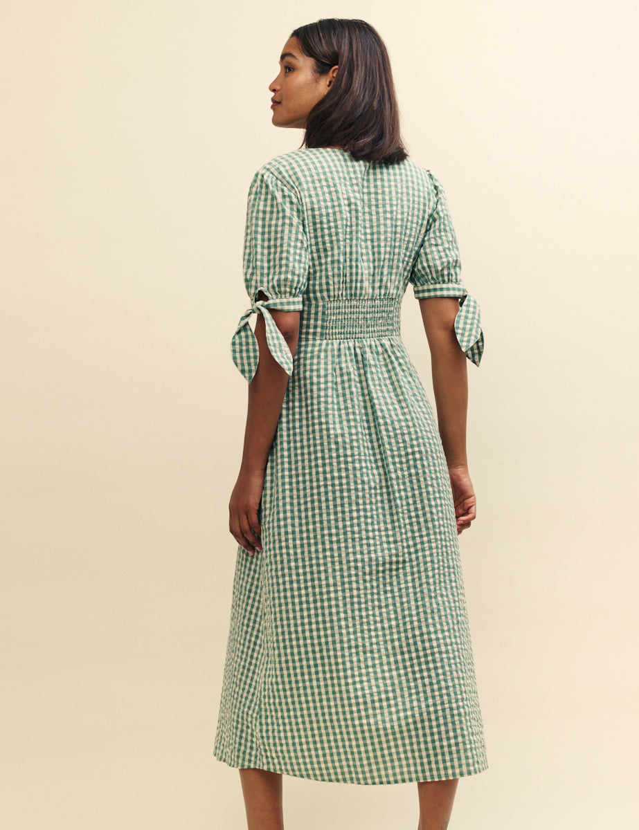 Green Gingham Alexis Midi Dress