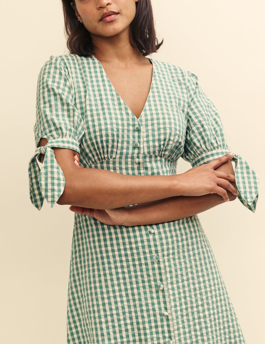 Green Gingham Alexis Midi Dress
