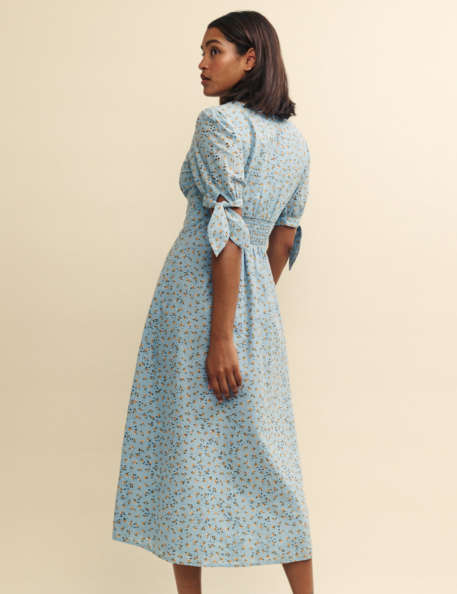 Blue Ditsy Floral Alexis Midi Dress