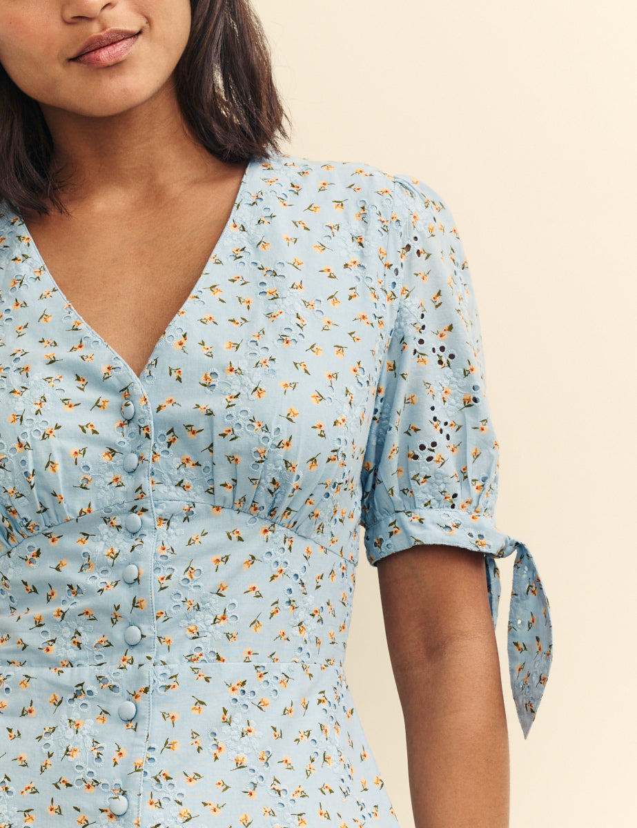 Blue Ditsy Floral Alexis Midi Dress