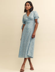 Blue Ditsy Floral Alexis Midi Dress