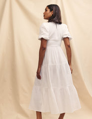 White Tiered Charlie Midi Dress