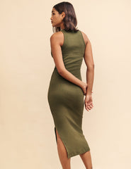 Khaki Green Jersey Brighton Midi Dress