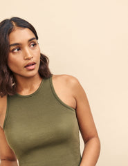 Khaki Green Jersey Brighton Midi Dress