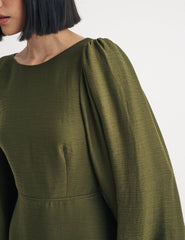 Khaki Balloon Sleeve Zola Mini Dress